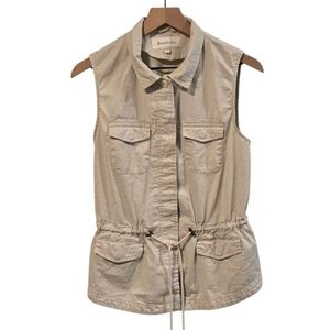 Daniel Rain Cream Khaki Cotton Utility Vest Size Small